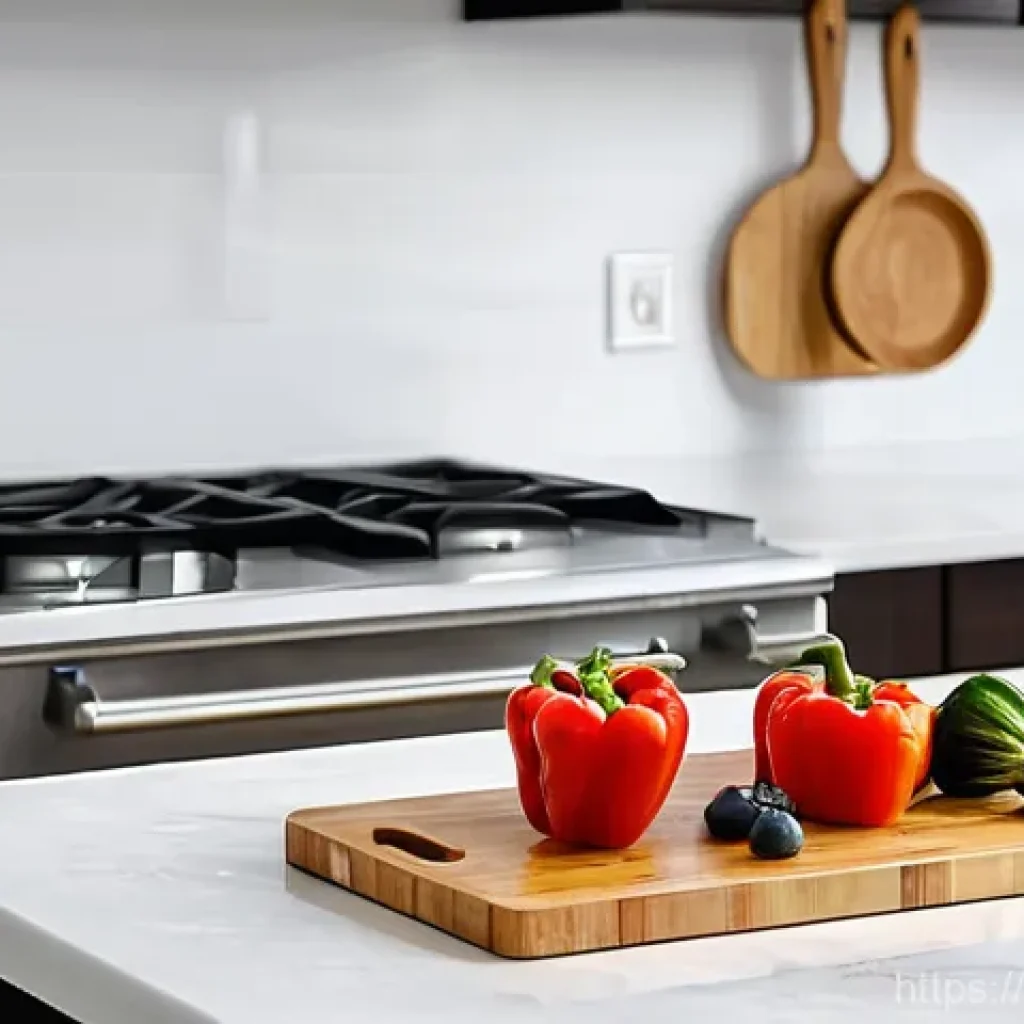 다목적 도마와 일반 도마 비교 - **Prompt 1: "A clean, well-lit modern kitchen counter, showcasing a variety of high-quality cutting ...