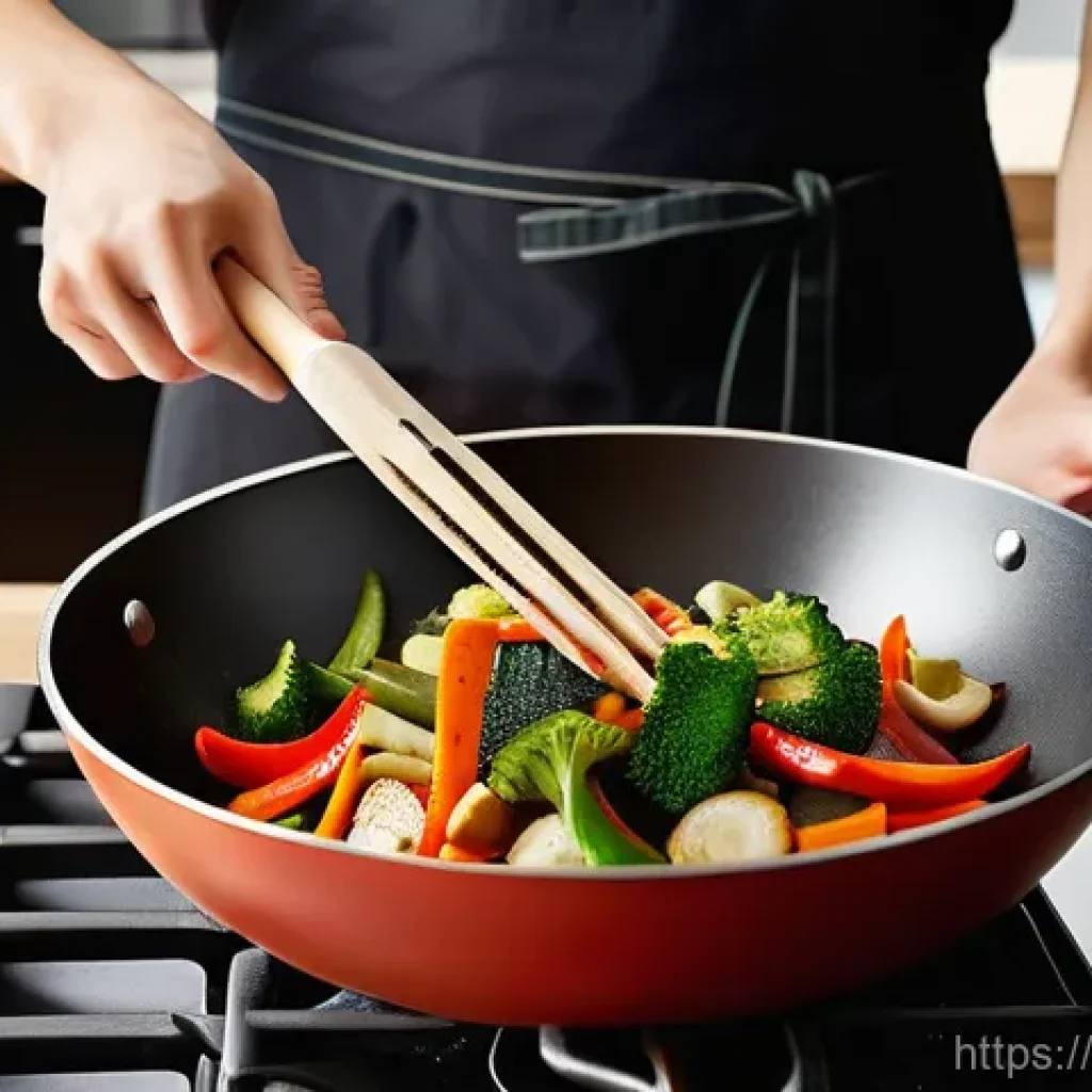 주방 필수 실리콘 뒤집개 추천 - **Modern Culinary Efficiency**: A bright, contemporary kitchen with warm, natural lighting. A person...