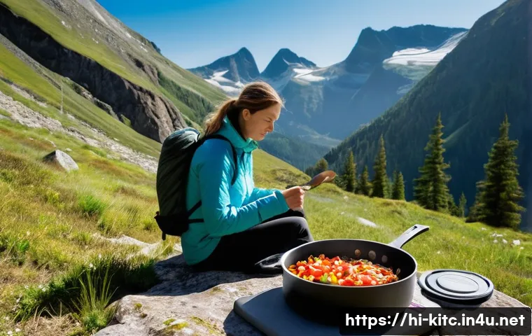 휴대용 캠핑용 주방 도구 추천 - **Image Prompt 1: The Efficient Outdoor Chef**
    "A vibrant, eye-level shot of an adventurous hike...