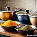 최고의 간편 세척 믹싱볼 추천 - A vibrant kitchen scene showcasing a variety of mixing bowls made from different materials popular a...