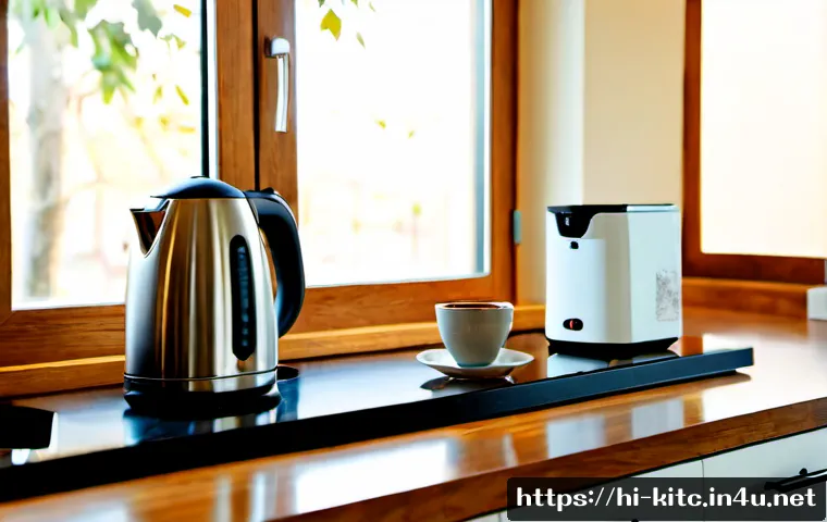 최고의 스마트 전기포트 추천 - Photorealistic modern Indian kitchen countertop featuring a sleek smart electric kettle with a subtl...